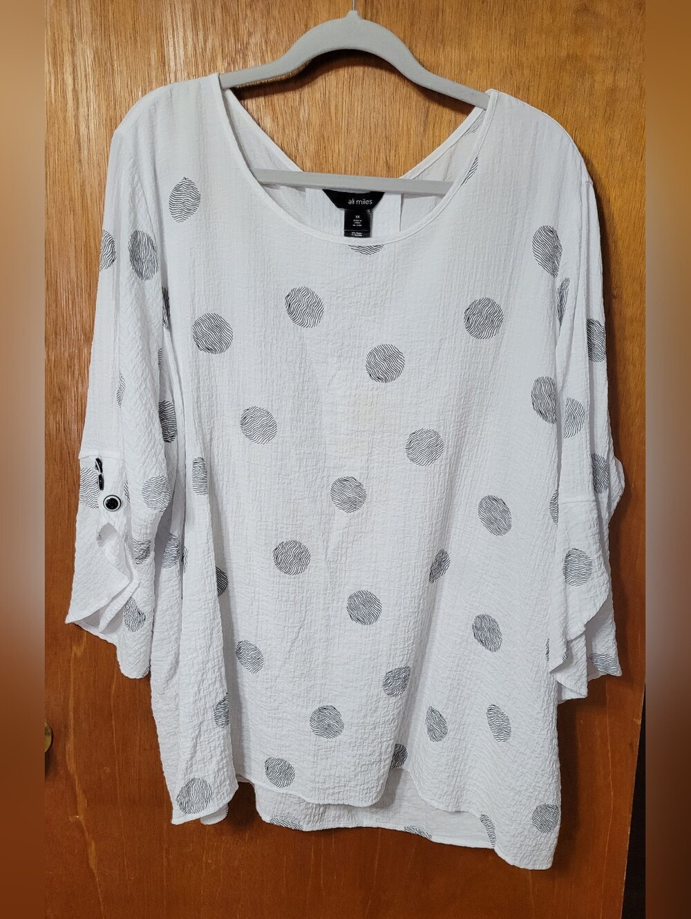 Ali Miles Black And White Polka Dot Top Size 3X (1311)
